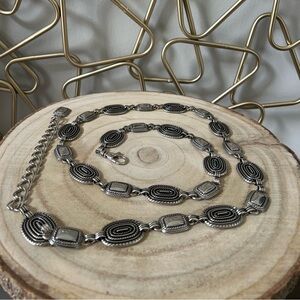 Vintage Silver Tone Southwestern Style Linked Belt Size 53 in